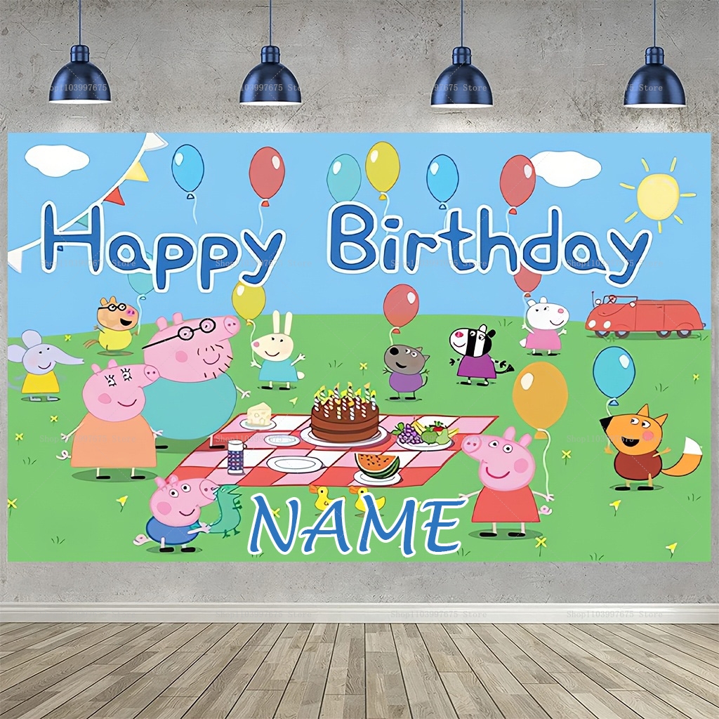 Baby Clothing Names - Custom Name Cartoon Peppa Pig Backdrops