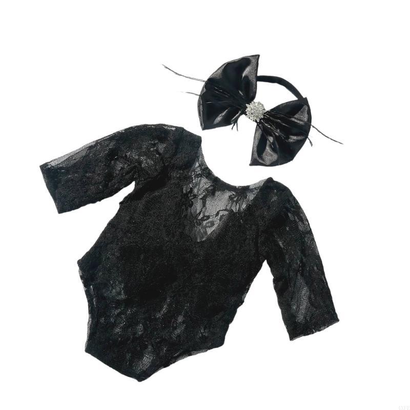 Baby Clothing Newborn - Elegant Lace Romper & Headband Set