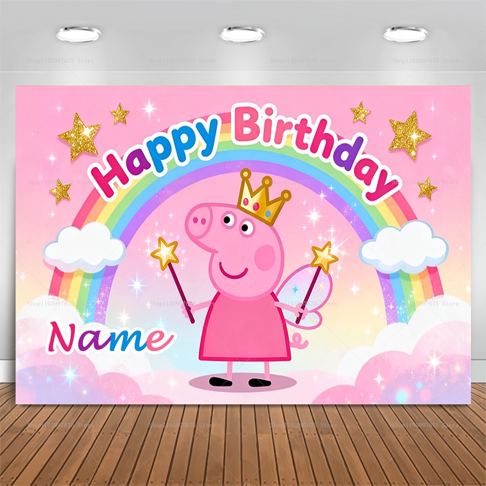 Custom Name Peppa Pig Backdrop - Baby Clothing Names บทวิจารณ์และราคา