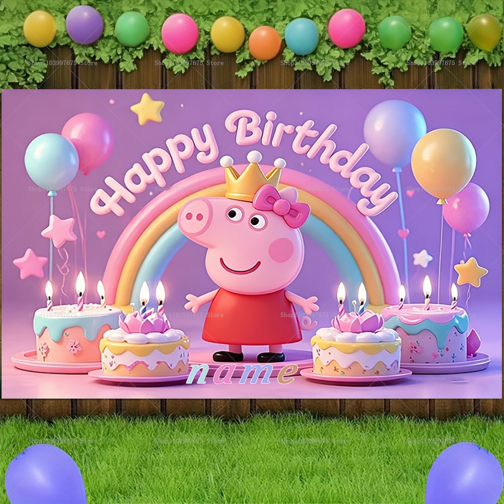 Custom Name Peppa Pig Backdrop - Baby Clothing Names บทวิจารณ์และราคา