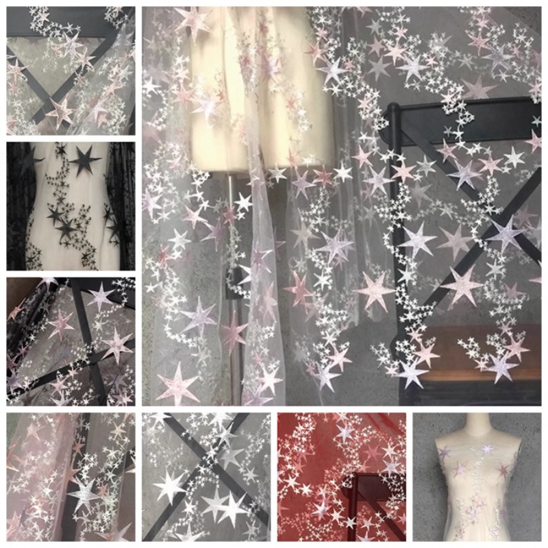 Colorful Star Embroidered Mesh - Baby Clothing Sewing บทวิจารณ์และราคา
