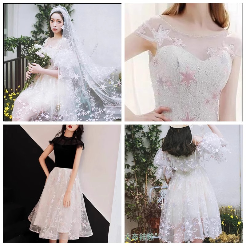 Colorful Star Embroidered Mesh - Baby Clothing Sewing บทวิจารณ์และราคา