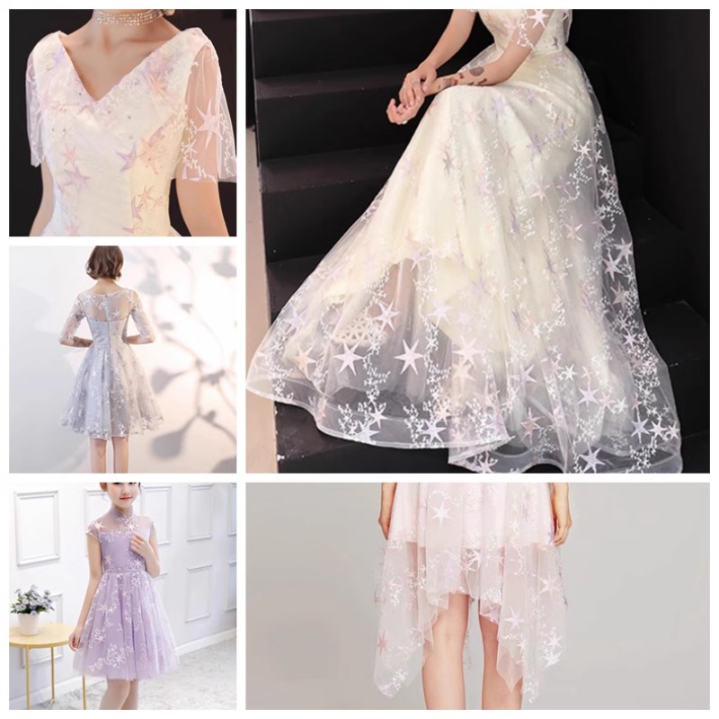 Colorful Star Embroidered Mesh - Baby Clothing Sewing บทวิจารณ์และราคา