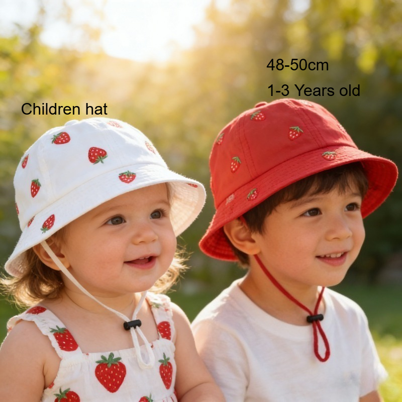 Girl Fisherman Hat with Strawb - Baby Clothing Girls บทวิจารณ์และราคา
