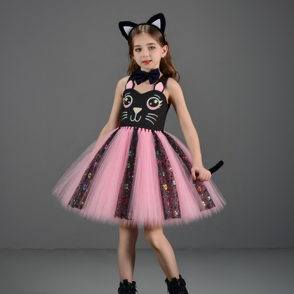 Pink Black Cat Tutu Dress for  - Baby Clothing Girls บทวิจารณ์และราคา