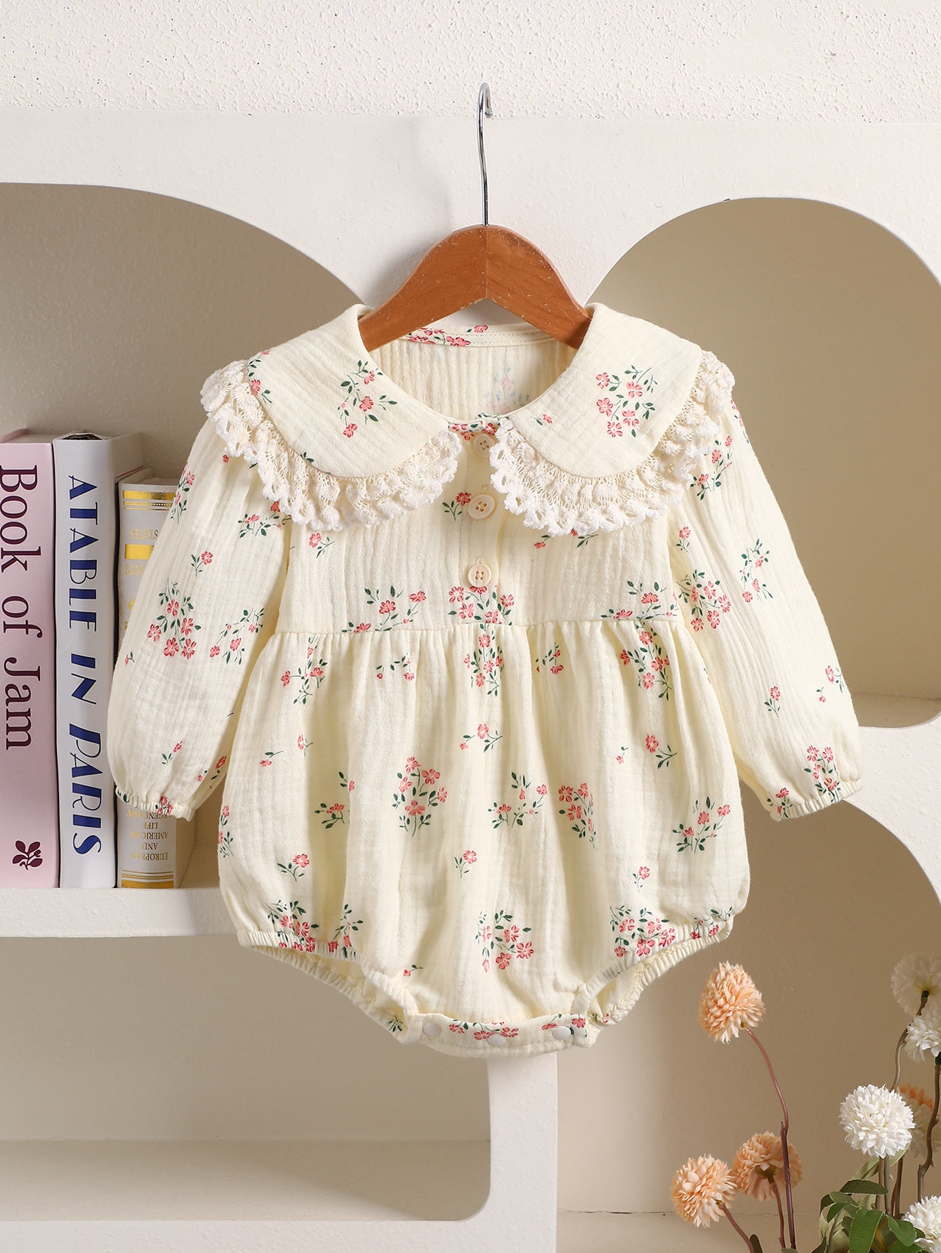 Baby Floral Embroidered Long-S - Baby Clothing Stores บทวิจารณ์และราคา