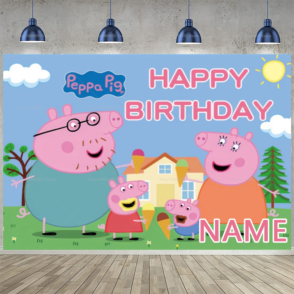 Custom Name Cartoon Peppa Pig  - Baby Clothing Names บทวิจารณ์และราคา