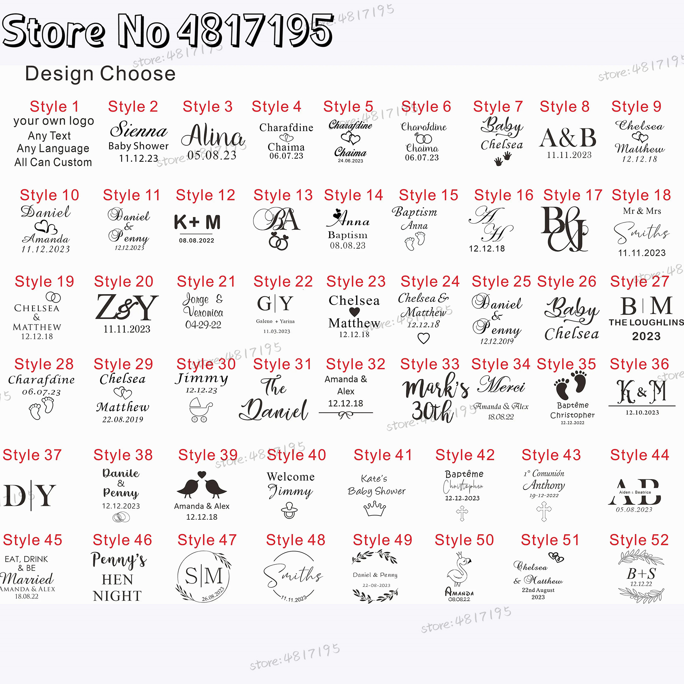 10 20 50Pcs Personalised Weddi - Baby Clothing Names บทวิจารณ์และราคา